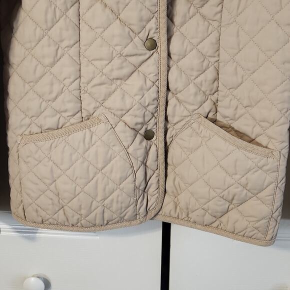 Old Navy Womens Tan Quilted Jacket Size XS Snap Front Pockets Corduroy Collar - Picture 4 of 8